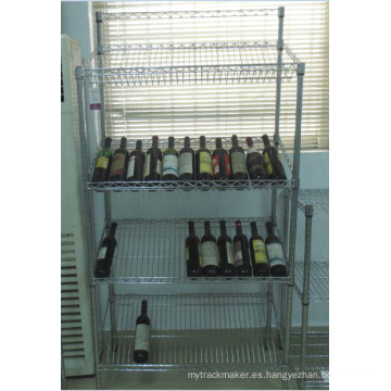 Piso modelo de metal inclinado estante de vino tinto (wr12035180a4c)